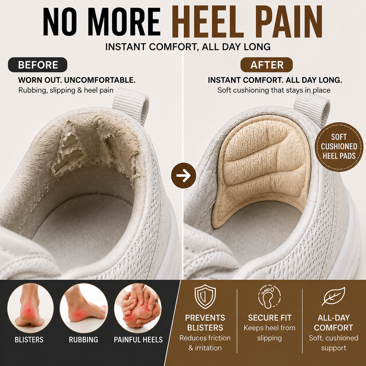 Melo Anti-Blister & Shoe-Sizing Heel Cushions (regular)